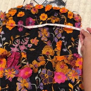 Elliatt Black Floral Embroidered Midi Dress